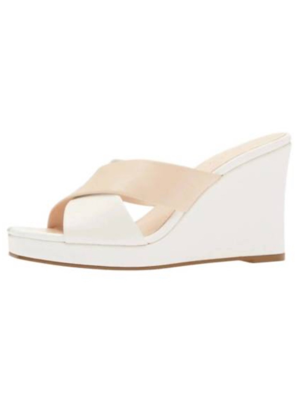 Cecelia New York Wesley wedge sandals in a nude and white size 9